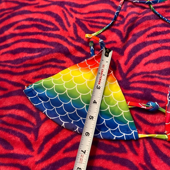 Rainbow mermaid bikini swimsuit top - Picture 3 of 5